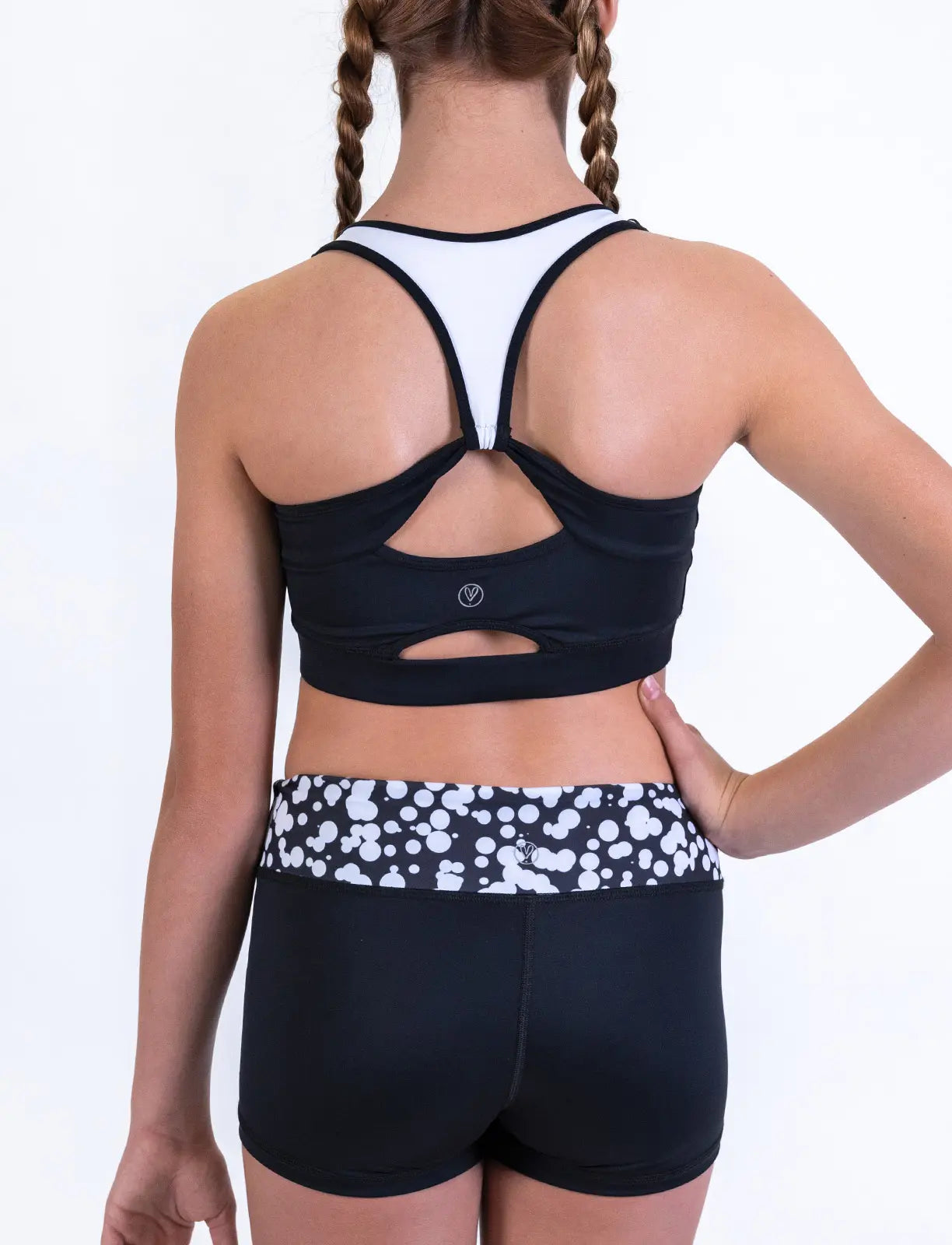 Black and white sports bra